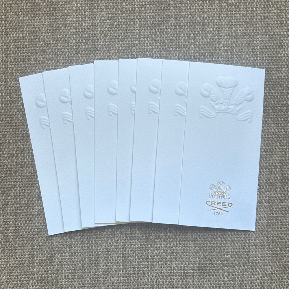 Creed👑8-Elegant Mini White W/Embossed Crown Logo Note Cards or Gift Tags